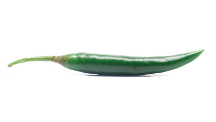 green chili pepper on white background