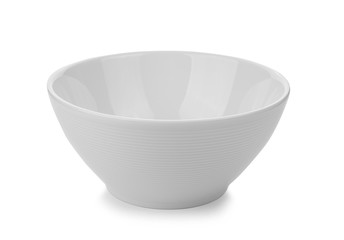 White ceramic bowl isolated on white background.
