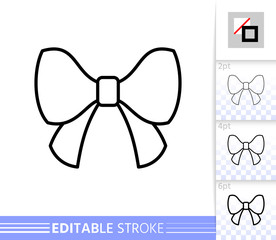 Bow ribbon gift decor single thin line vector icon