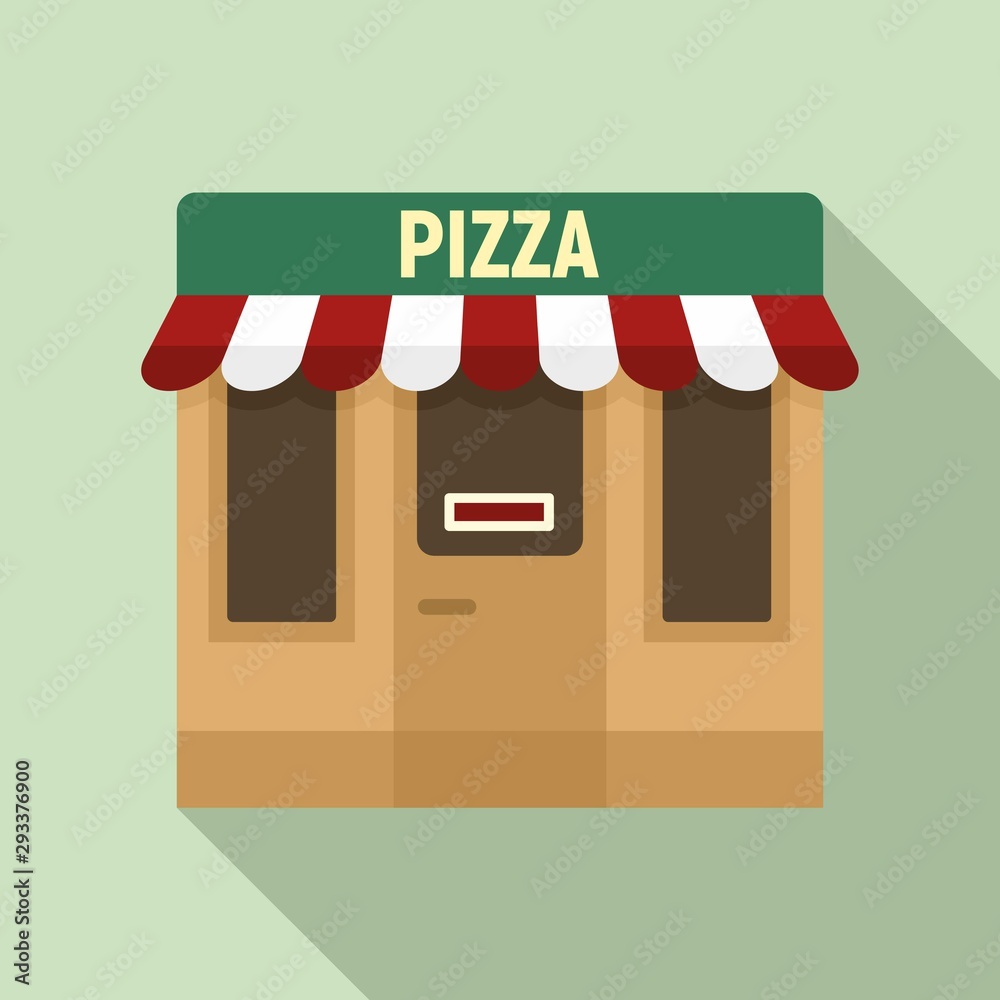 Poster Pizza street shop icon. Flat illustration of pizza street shop vector icon for web design