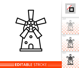 Windmill mill farm simple thin line vector icon