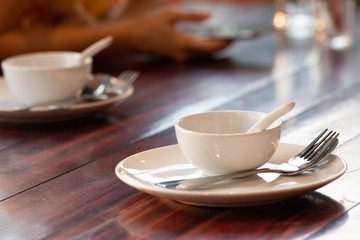 Table set on wood dinning table.