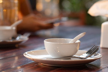 Table set on wood dinning table.