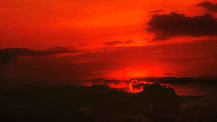 A view of a colorful warm toned sunset.