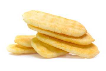 Rice cracker on white background