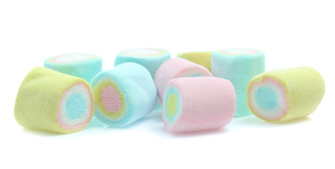 colorful marshmallows candy isolated on white background