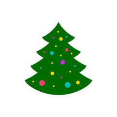 Christmas Tree new year winter flat vector icon