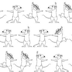 Dancing rats. Animals in one line