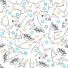 Dancing rats. Stars and moon