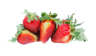 strawberries over white background