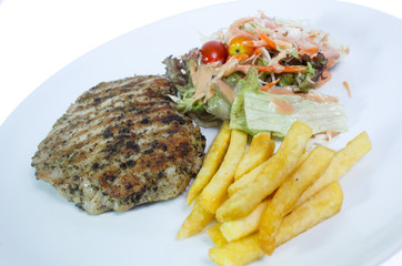 Grilled Beef Steak Isolated. Clipping path