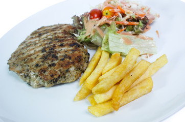 Grilled Beef Steak Isolated. Clipping path