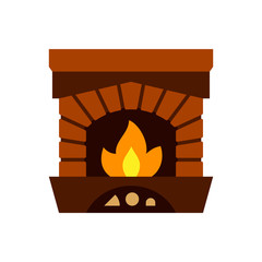 Fireplace fire christmas single color vector icon