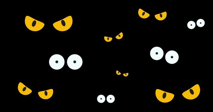 2D Animation of spooky eyes in the dark background - Halloween background