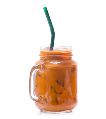 Iced Thai milk tea in glasses (thailand)