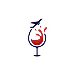 Wine Traveling Vacation Creative Abstract Icon Logo Design Template Element Vector
