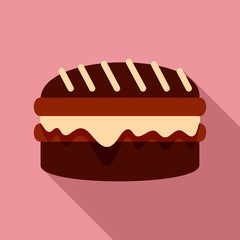 Chocolate cookie icon. Flat illustration of chocolate cookie vector icon for web design