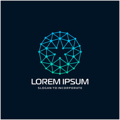 ninja star with network design. technology digital concept - vector