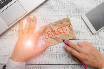 Handwriting text writing Security. Conceptual photo The state of feeling safe stable and free from...