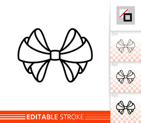 Bow ribbon gift decor single thin line vector icon