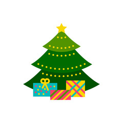 Christmas Tree new year winter flat vector icon