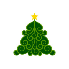 Christmas Tree new year winter flat vector icon