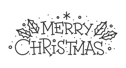 Merry christmas hand drawn lettering text banner