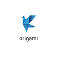 Origami Bird Logo Paper Abstract Design Vector Stock  Template Illustration