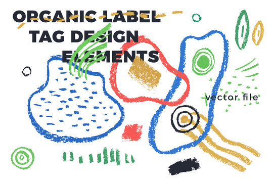 Organic label tag elements on white background with vector vegan icons, nature abstract signs, natures logo, veganism symbols, organic banner template for trendy design of healthy food, eco-product