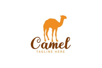 camel logo with silhouette illustration of camel