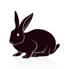 rabbit silhouette vector illustration isolated on white background