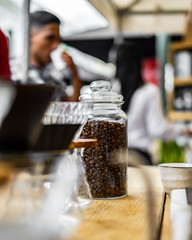 coffee beans in a jar