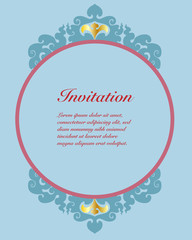 Vector of invitation card template, background and frame border. Thai art style floral vintage illustration design
