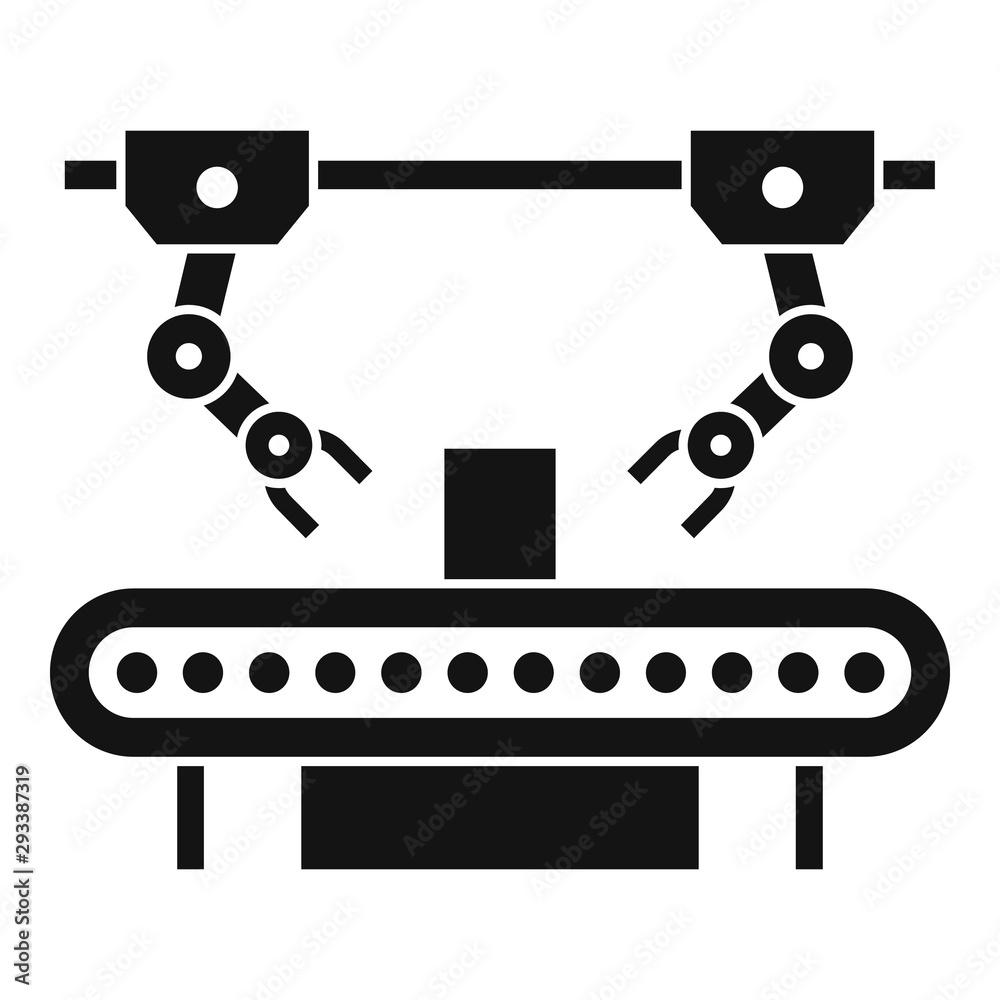 Poster assembly line robot icon. simple illustration of assembly line robot vector icon for web design isol