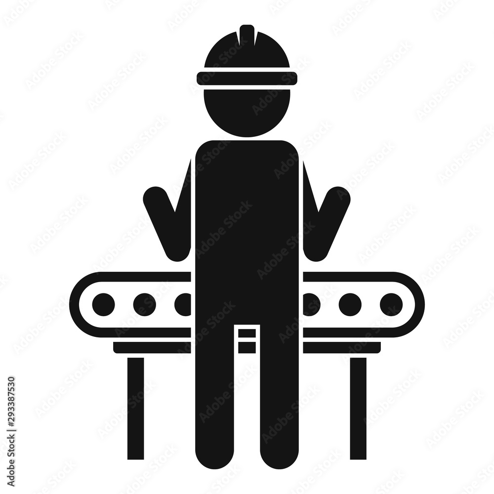Poster manager assembly line icon. simple illustration of manager assembly line vector icon for web design 