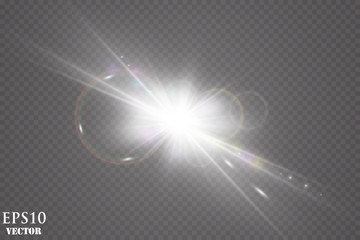 Vector transparent sunlight special lens flare light effect.
