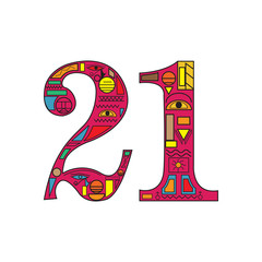 the number with ethnic ornaments and symbols