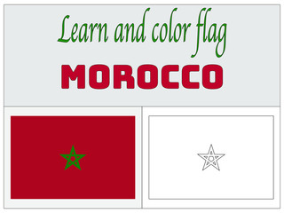 Morocco National flag Coloring Book for Education and learning. original colors and proportion. Simply vector illustration, from countries flag set.