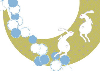 ウサギをモチーフに和文様をあしらった和柄カット