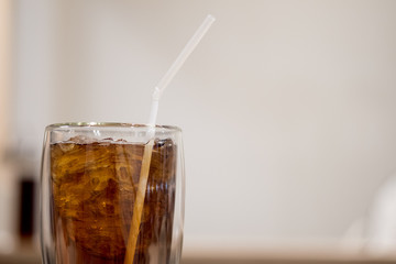 Glass of soft drinks placed on the table