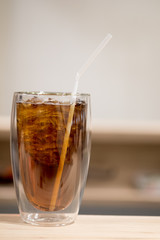 Glass of soft drinks placed on the table