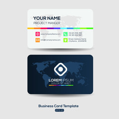 Modern Creative Business Card Template ,world map card ,Vector illustration