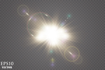 Vector transparent sunlight special lens flare light effect.