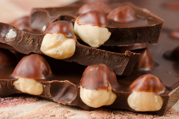 Milk chocolate with whole hazelnuts