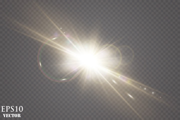 Vector transparent sunlight special lens flare light effect.