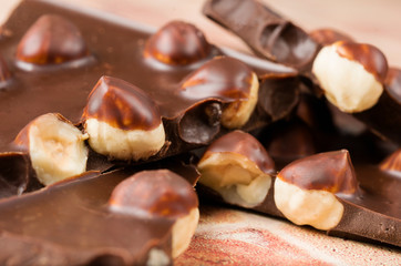 Milk chocolate bar with whole hazelnuts
