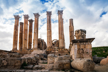 Temple of Artemis in the ancient city ruins of Jerash, Gerasa Governorate, Jordan