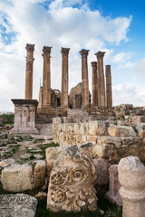 Temple of Artemis in the ancient roman city of Jerash, Gerasa Governorate, Jordan