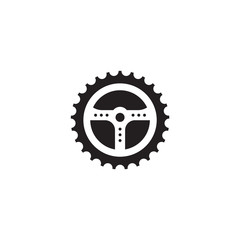 Car steering logo design incorporated with gear illustration