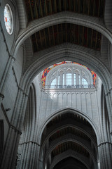 MADRID, SPAIN - SEPT 2019 interior view of the Cathedral of Santa Maria la Real de la Almudena.